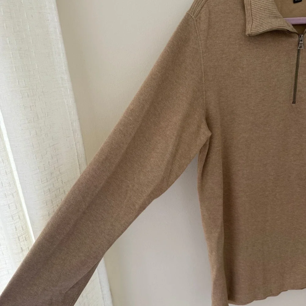 Banana Republic Mens Tan 100% Cotton Quarter Zip Pullover Sweater Medium RN54023